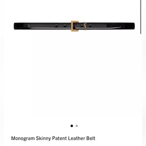 AUTHENTIC Saint Laurent Skinny Patent Leather Monogram Belt (31” long)